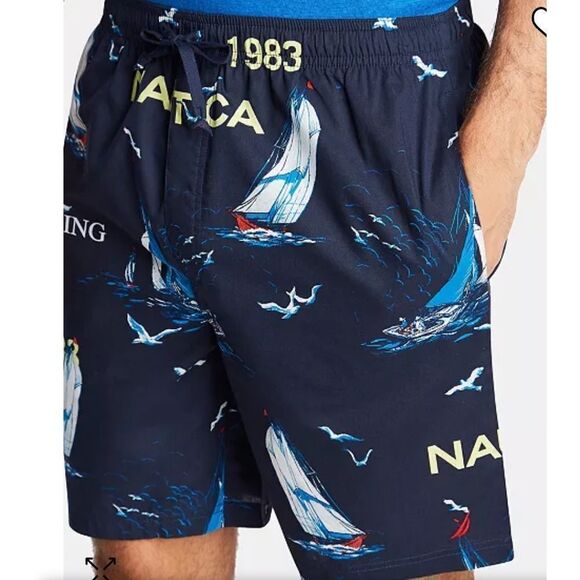 Nautica Men's Cotton Sailboat-Print Pajama Shorts Navy XL‎ NWT IN PACKAGING - Picture 3 of 7